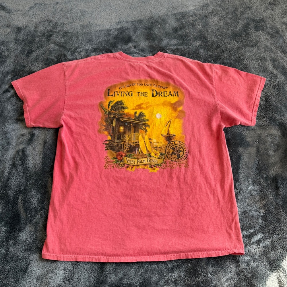 Blue 84 West Palm Beach Living The Dream Graphic T-Shirt Mens XL Faded Red/Coral